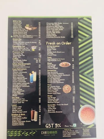 Chai Garam menu 