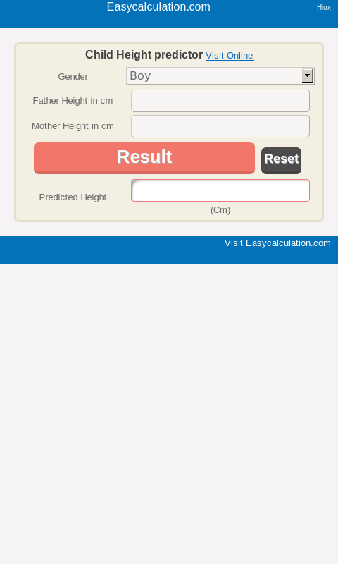 Child Height Prediction Calci Screen 2