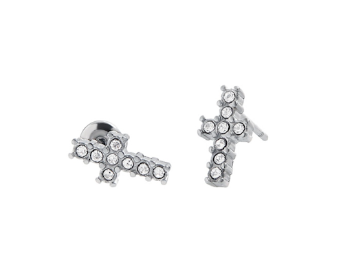 Title 3, Cross Studded Fashion Earrings with Diamonds, t...