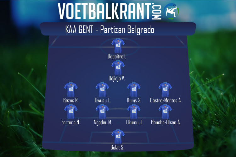 Opstelling KAA Gent | KAA Gent - Partizan Belgrado (04/11/2021)