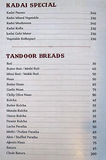 Sai Sagar menu 