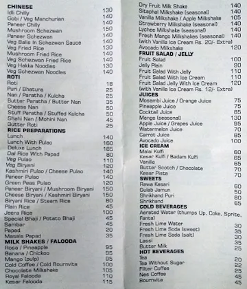 Ganga Sweets menu 