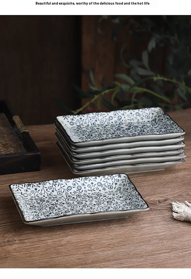 Ceramic Underglaze Antique Cold Dish Plate. Elegant tableware for serving appetizers and cold dishes, enhancing your din