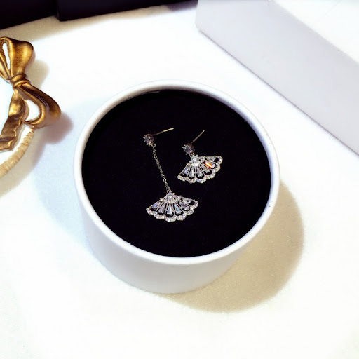 Title 5, Elegant Asymmetry Fan Studs for Women, stylish ...