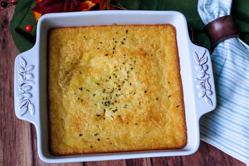 Corn Pudding in a baking dish.