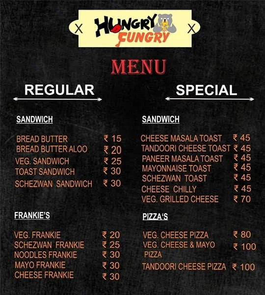 Hungry Fungry menu 