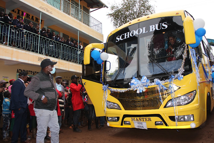 One of the school buses at Ndugamano Secondary School in Kigumo on August 3, 2022.