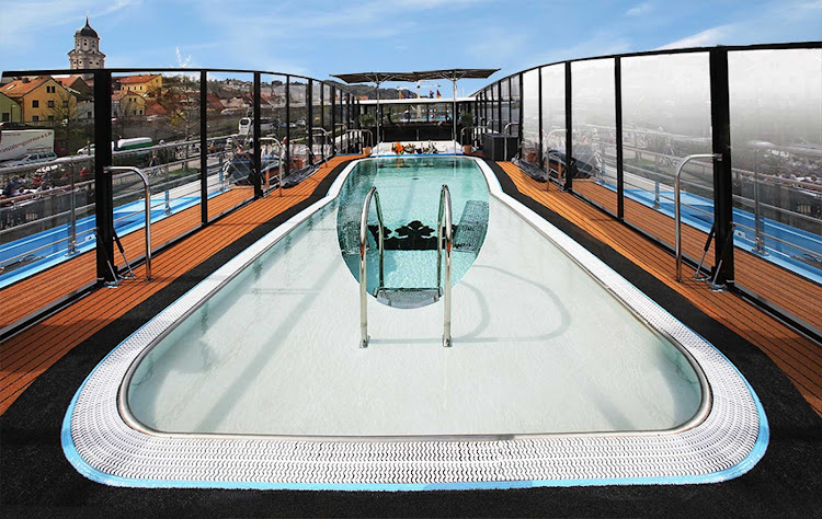 Go for a dip in the partially enclosed pool aboard AmaReina during your European vacation.