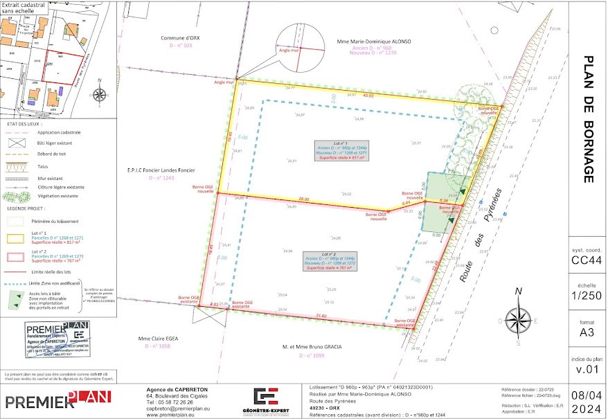 Vente terrain  767 m² à Orx (40230), 248 000 €