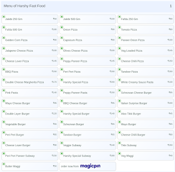 Harshy Fast Food menu 