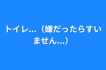 トイレ...（嫌だったらすいません...）