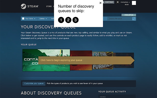 Skip Steam discovery queues