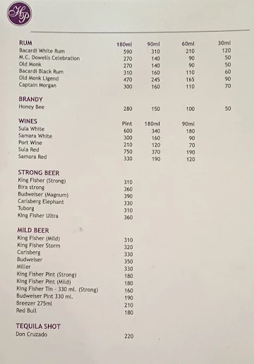 Hotel Prachi menu 