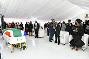 Mourners at National Freedom Party founder Zanele Magwaza-Msibi's funeral in Ulundi, KwaZulu-Natal, on September 11 2021.