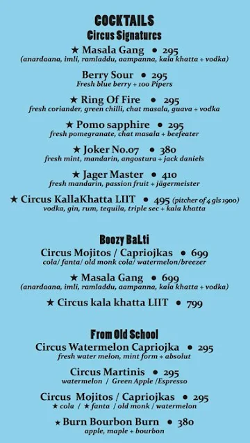 Circus menu 