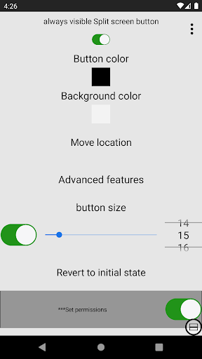 Always visible split screen button