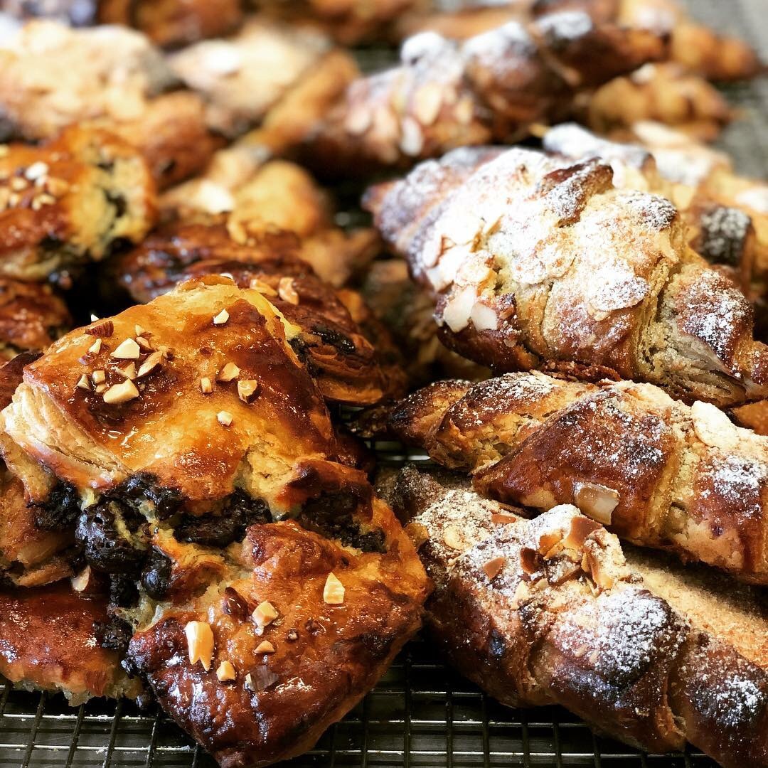 Gluten free pastry. 
Left - chocolate twists
Right - almond croissants