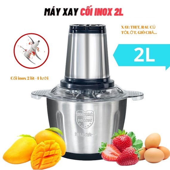 Máy Xay Thịt Xay Thực Phẩm Đa Năng Cối Inox Loại 2 Lit Siêu Khoẻ