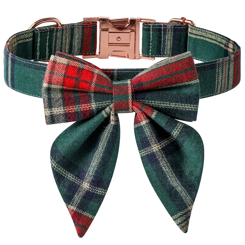 Collare Natalizio per Cani Fibbia Oro Rosa Festeggia il Natale con Stile Design Resistente e Regolabile Comfort e Eleganza per il Tuo Cane