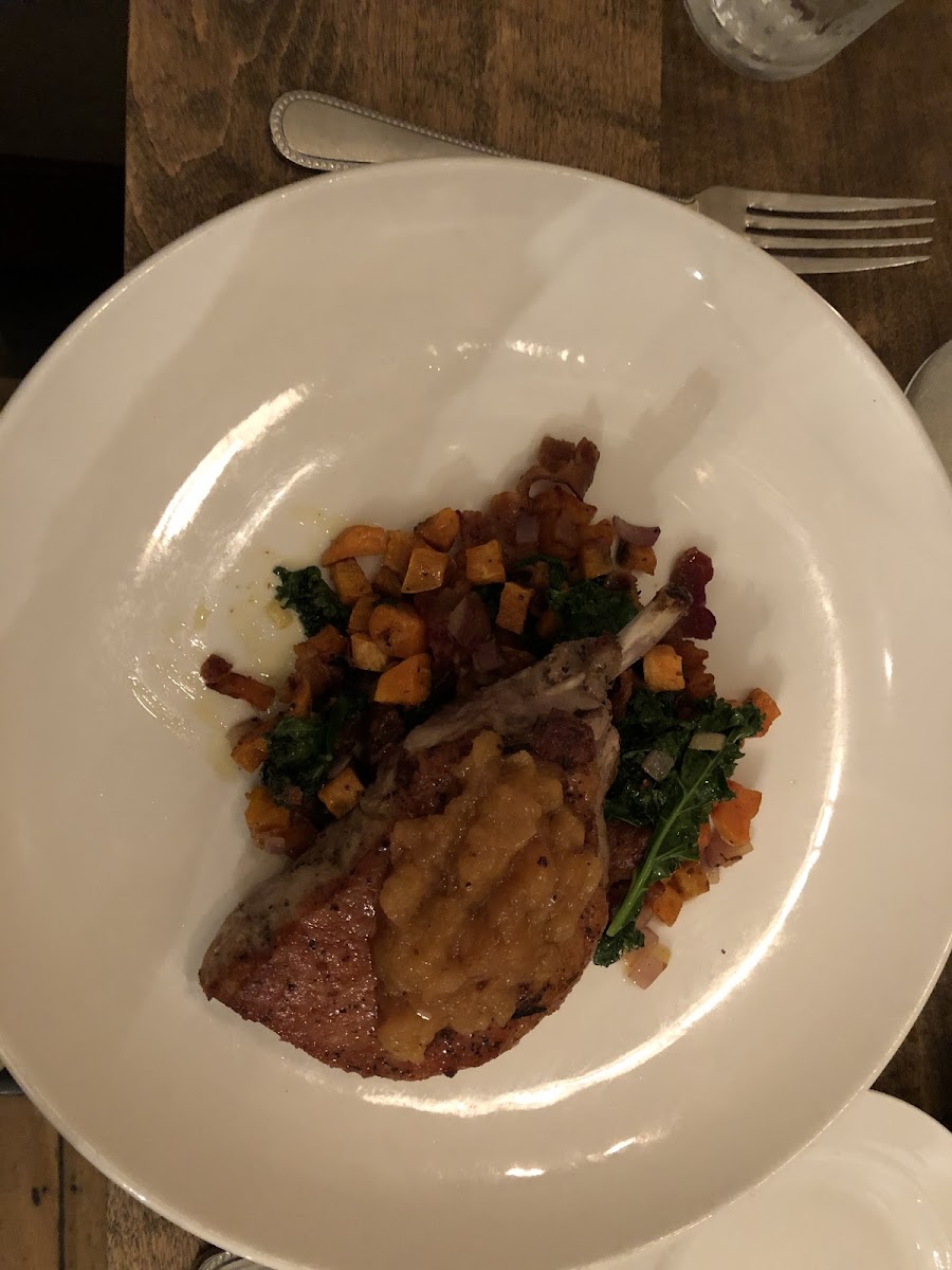 Pork chop with sweet potato hash