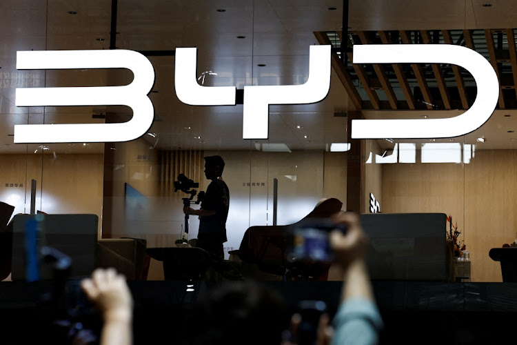 The BYD booth at the Beijing International Automotive Exhibition, or Auto China 2024, in Beijing, China, April 25 2024. Picture: REUTERS/TINGSHU WANG