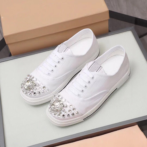 Title 2, White rhinestone casual fashion low-top sneaker...