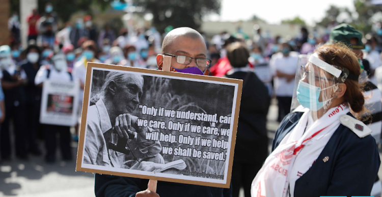 Health workers at Tygerberg hospital staged demonstrations where they were demanding better working conditions after two staff members died due to Covid-19​ on May 12 2020.