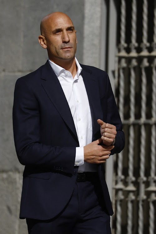 Former president of the Royal Spanish Football Federation Luis Rubiales arrives at the high court in Madrid.