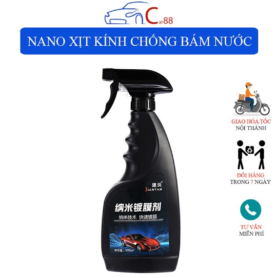 Nano Xịt Kính Ô Tô Chống Bám Nước Mưa Hiệu Quả Sáp Phủ Sơn Xe Hơi Dạng Xịt Chống Thấm 500Ml 80