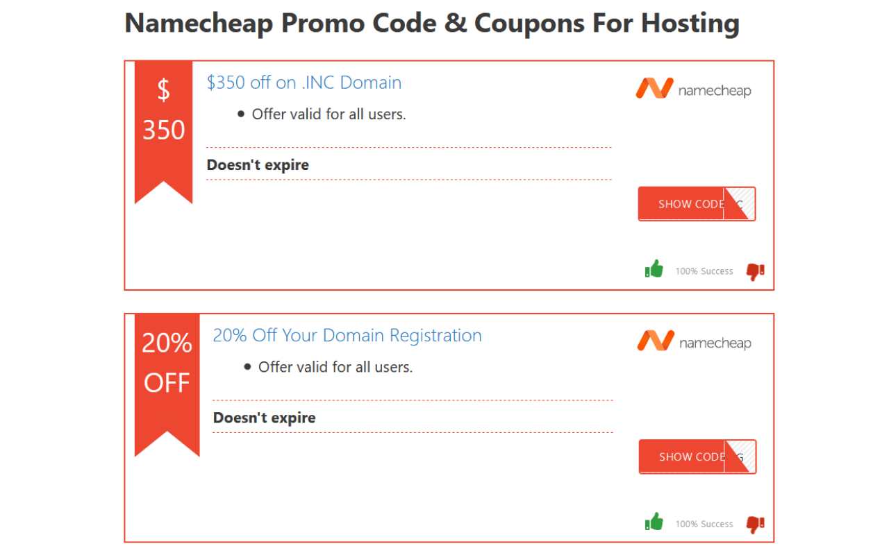 Namecheap Promo Code & Coupons Preview image 0