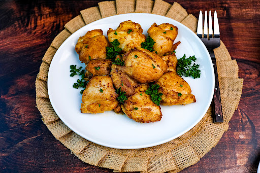 A platter of Brined Chicken Thighs.