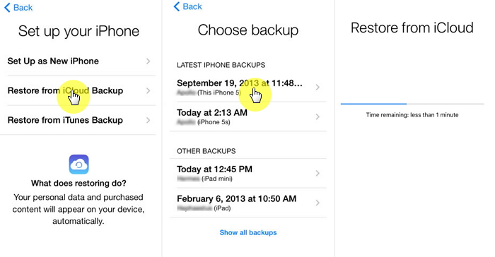  Restoring iCloud Backup