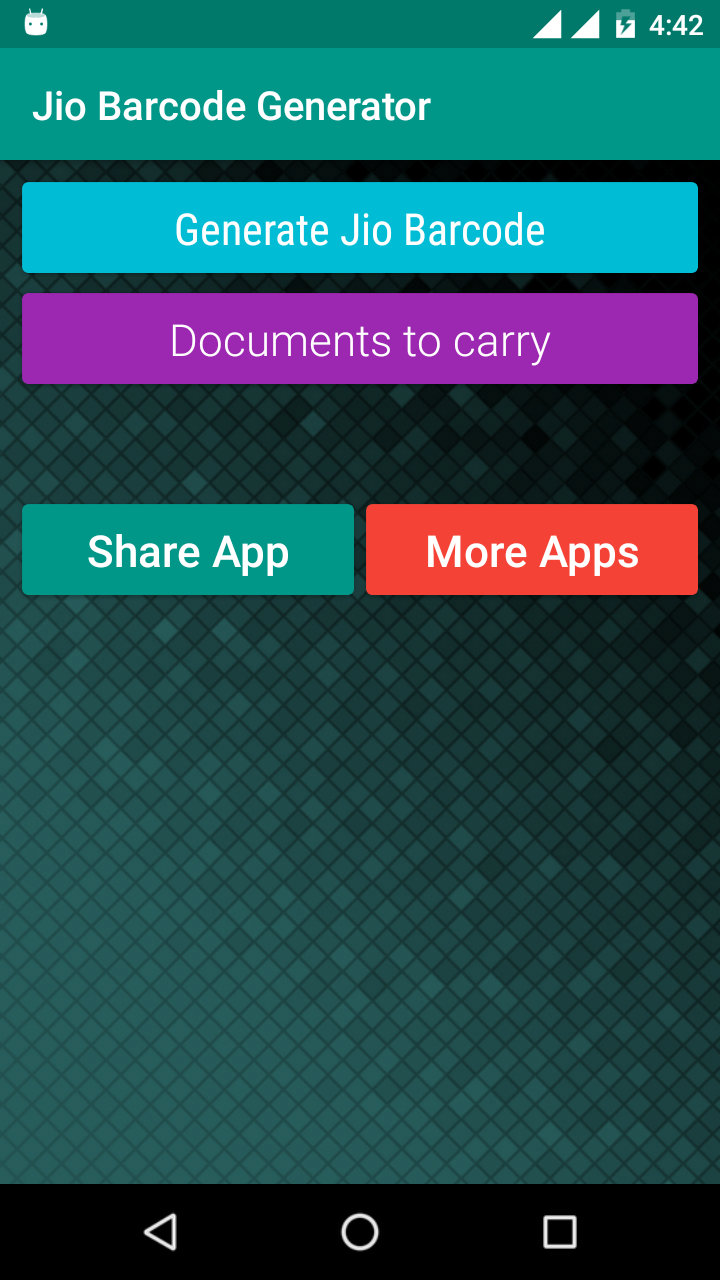 MyJio Barcode Generator Screen 2