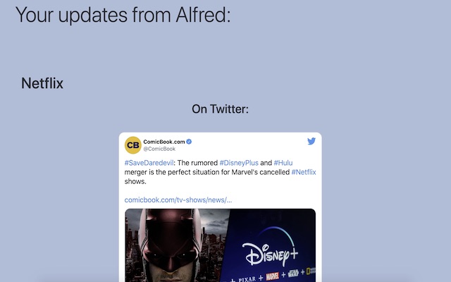 Alfred Test chrome extension