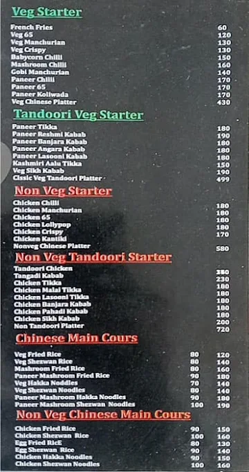 Hotel Sai Krishan menu 