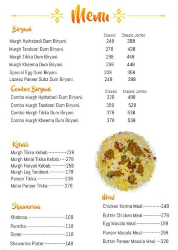 BIRYANIBAD menu 