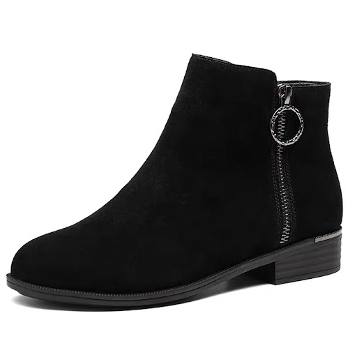 Title 6, Womens round toe short boots with low, thick h...