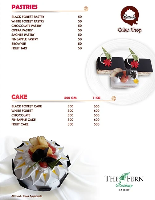 Sweet And Savoury menu 