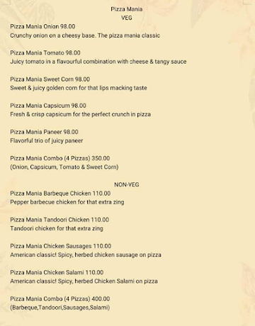 The Pizza atone menu 