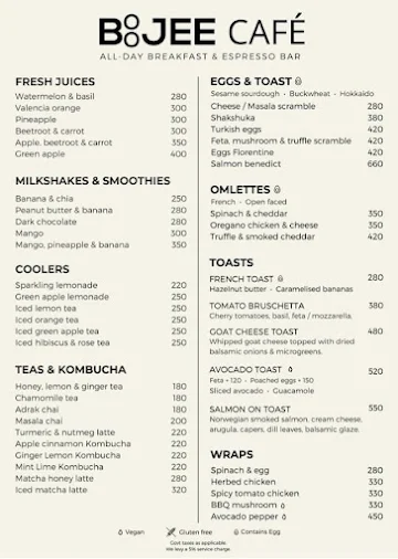 Boojee Cafe menu 