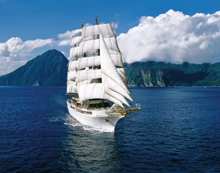 The four-masted ship Sea Cloud II offers sailings to the Mediterranean in summer and Caribbean in winter. 