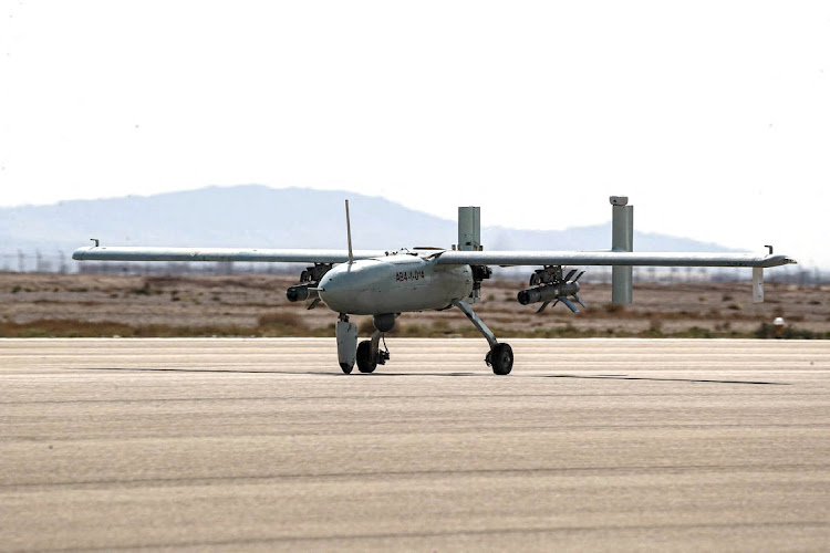 A drone is seen during a military exercise in an undisclosed location in Iran, in this handout image obtained on October 4 2023. Picture: Iranian Army/WANA via REUTERS