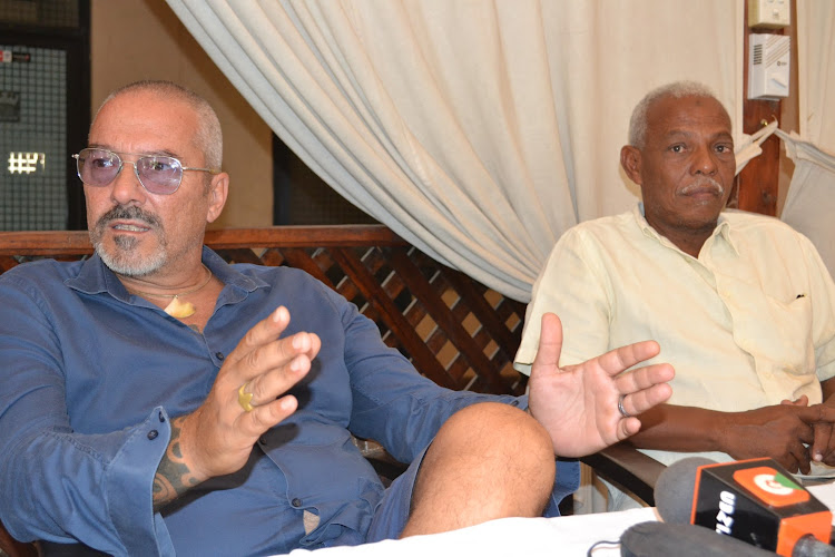 Executive producer of the movie in Kenya Antonio De Feo and location manager Kassim Omar during an interview at Karen Blixen restaurant in Malindi on March 22