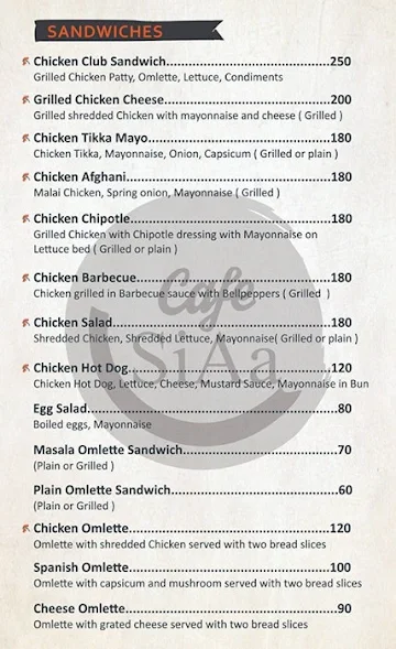 Cafe SiAa menu 