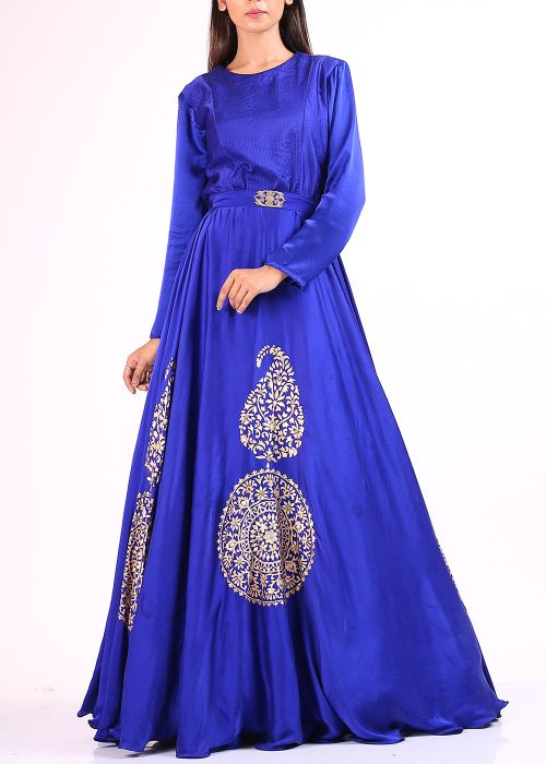 Royal Blue Indo western party wear gown  