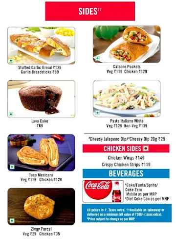 Domino's Pizza menu 