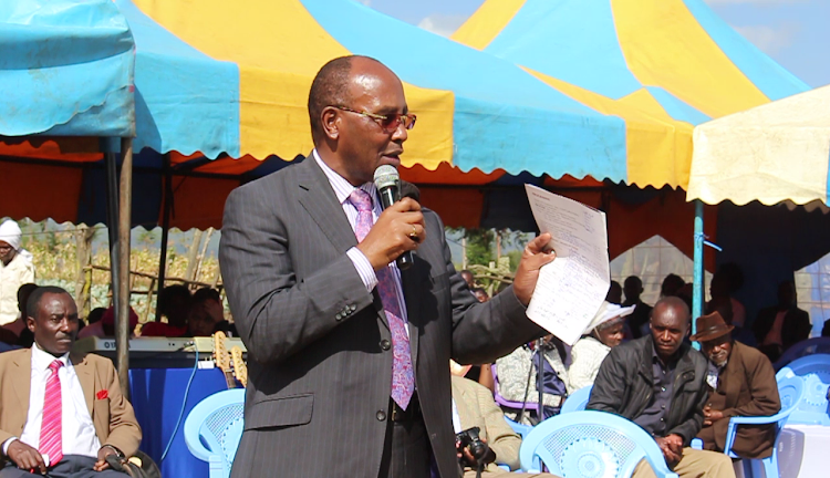 Nyandarua governor,Francis Kimemia,speak at Njabini
