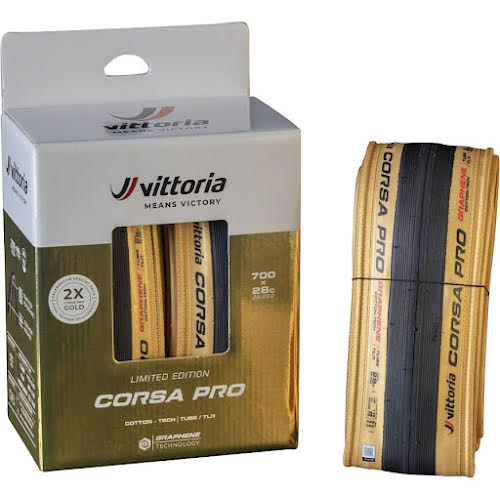 Vittoria Corsa Pro Gold Limited Edition Tires - 700 x 28 Tubeless Black/Gold Limited Edition G2.0 Pair