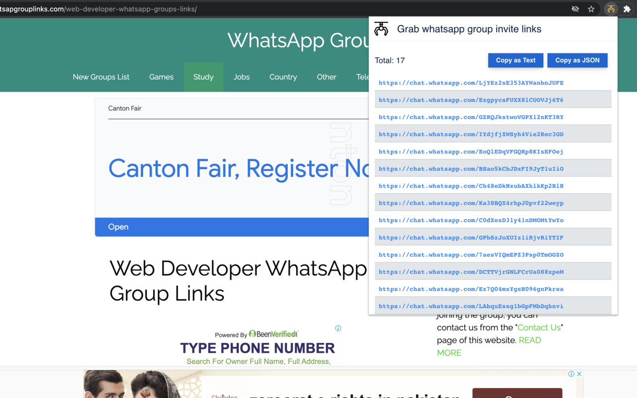 Grab WhatsApp groups links Preview image 3