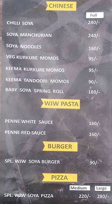 Wah Ji Wah (Closed Down) menu 